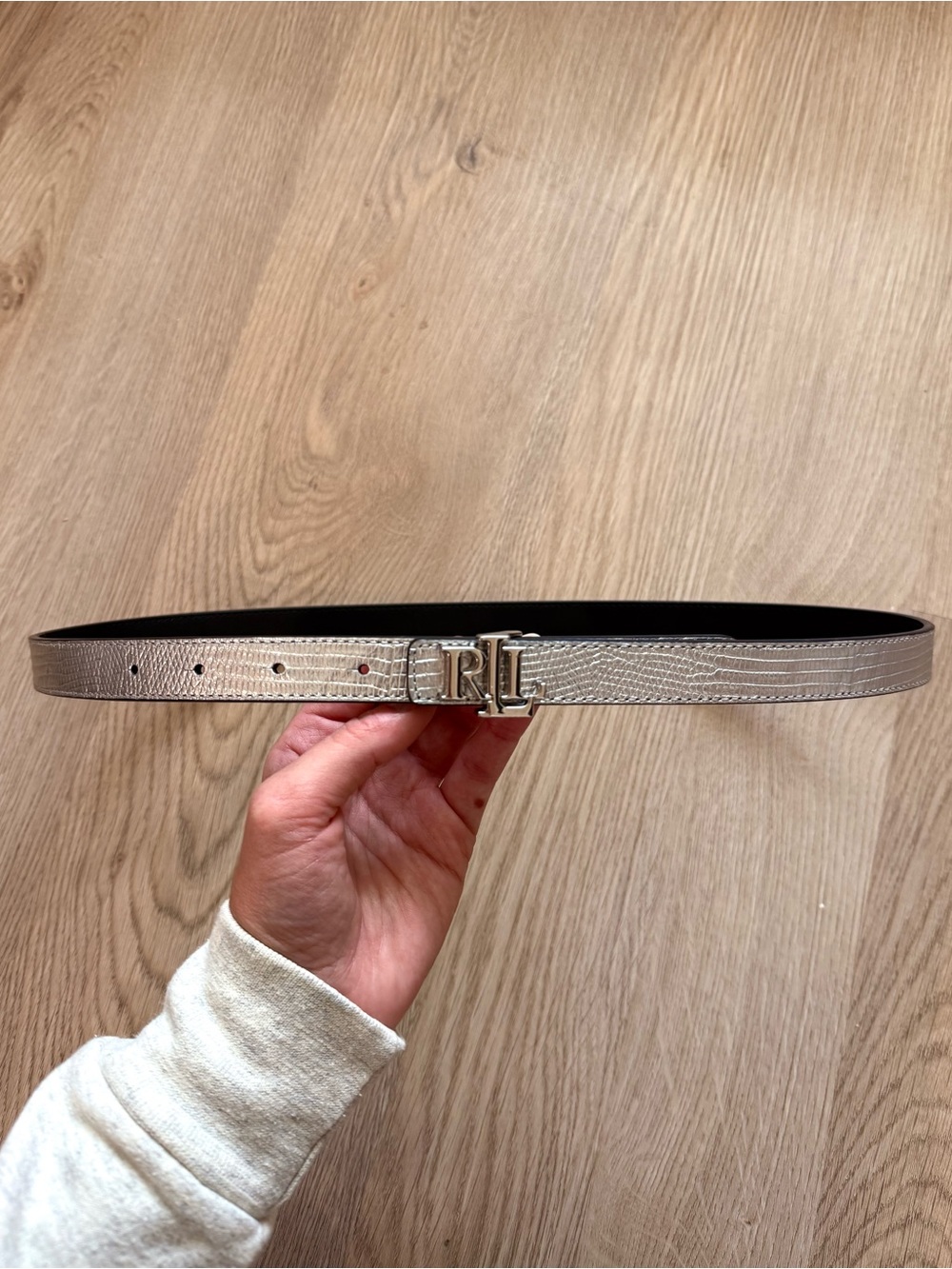 Ralph Lauren Crocodile Embossed Leather Belt